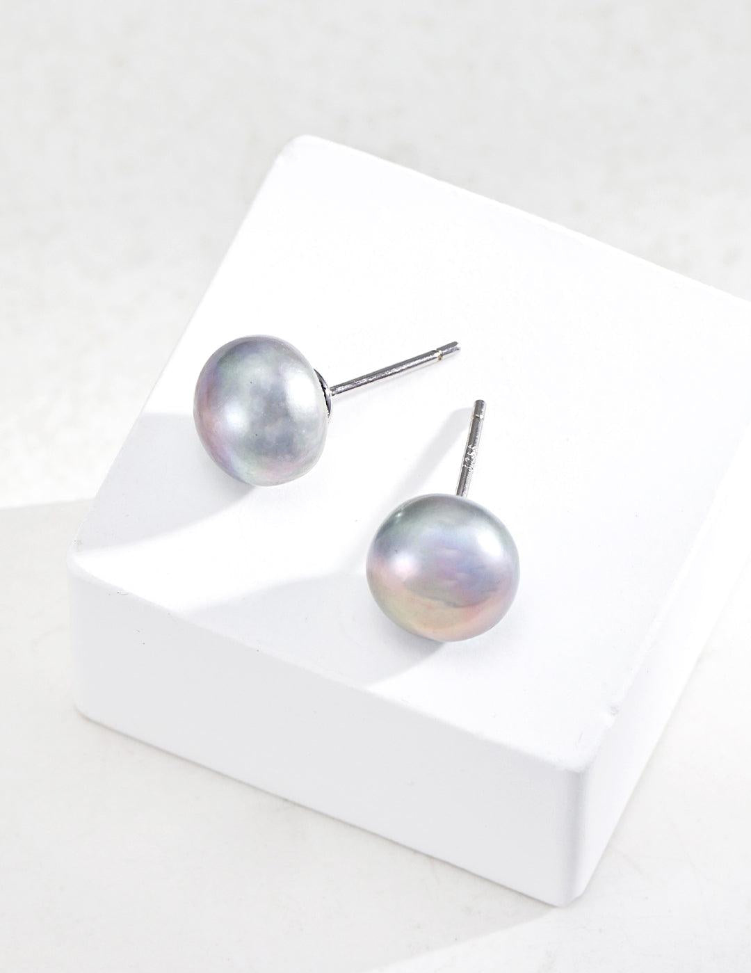 Simple Round Natural Freshwater Pearl Earrings - Gembea Jewelry