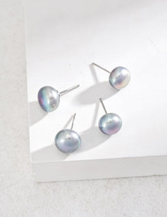 Simple Round Natural Freshwater Pearl Earrings - Gembea Jewelry