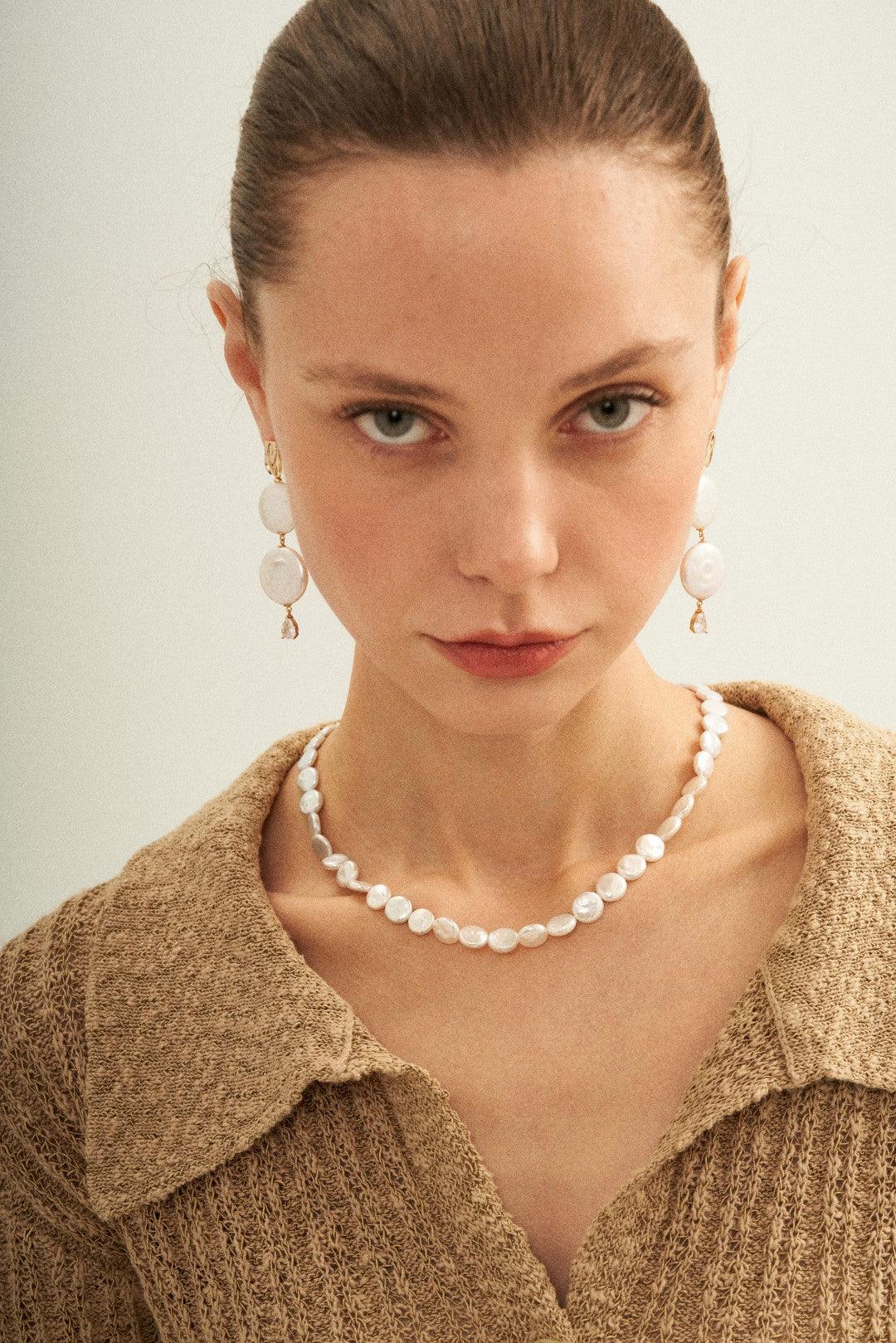 Small Round Baroque Beaded Necklace - Gembea Jewelry