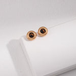 Small Round Tiger Eye Gemstone Earrings - Gembea Jewelry