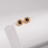 Small Round Tiger Eye Gemstone Earrings - Gembea Jewelry