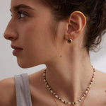 Small Round Tiger Eye Gemstone Earrings - Gembea Jewelry