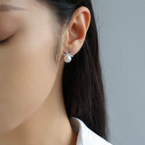 Sparkling X-Shaped Pearl Stud Earrings gembea jewelry