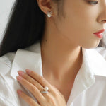 Sparkling X-Shaped Pearl Stud Earrings gembea jewelry