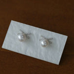 Sparkling X-Shaped Pearl Stud Earrings gembea jewelry