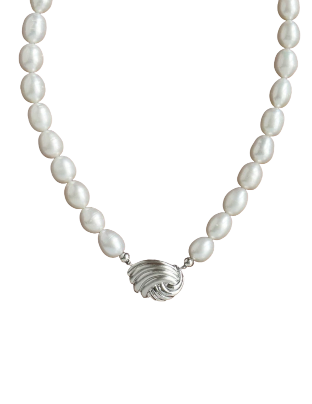 Spiral Metal Pendant Pearl Beaded Necklace gembea jewelry