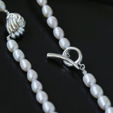 Spiral Metal Pendant Pearl Beaded Necklace gembea jewelry