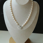 Spiral Metal Pendant Pearl Beaded Necklace gembea jewelry