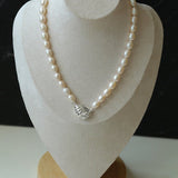 Spiral Metal Pendant Pearl Beaded Necklace gembea jewelry