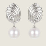 Spiral Metal Wind Stripe Pearl Drop Earrings gembea jewelry