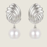 Spiral Metal Wind Stripe Pearl Drop Earrings gembea jewelry