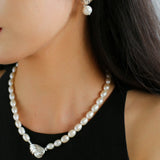 Spiral Metal Wind Stripe Pearl Drop Earrings gembea jewelry