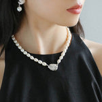 Spiral Metal Wind Stripe Pearl Drop Earrings gembea jewelry