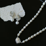 Spiral Metal Wind Stripe Pearl Drop Earrings gembea jewelry