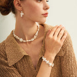 Square Round Beaded Baroque Pearl Bracelet - Gembea Jewelry