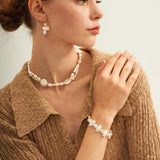 Square Round Beaded Baroque Pearl Bracelet - Gembea Jewelry