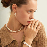 Square Round Beaded Baroque Pearl Bracelet - Gembea Jewelry