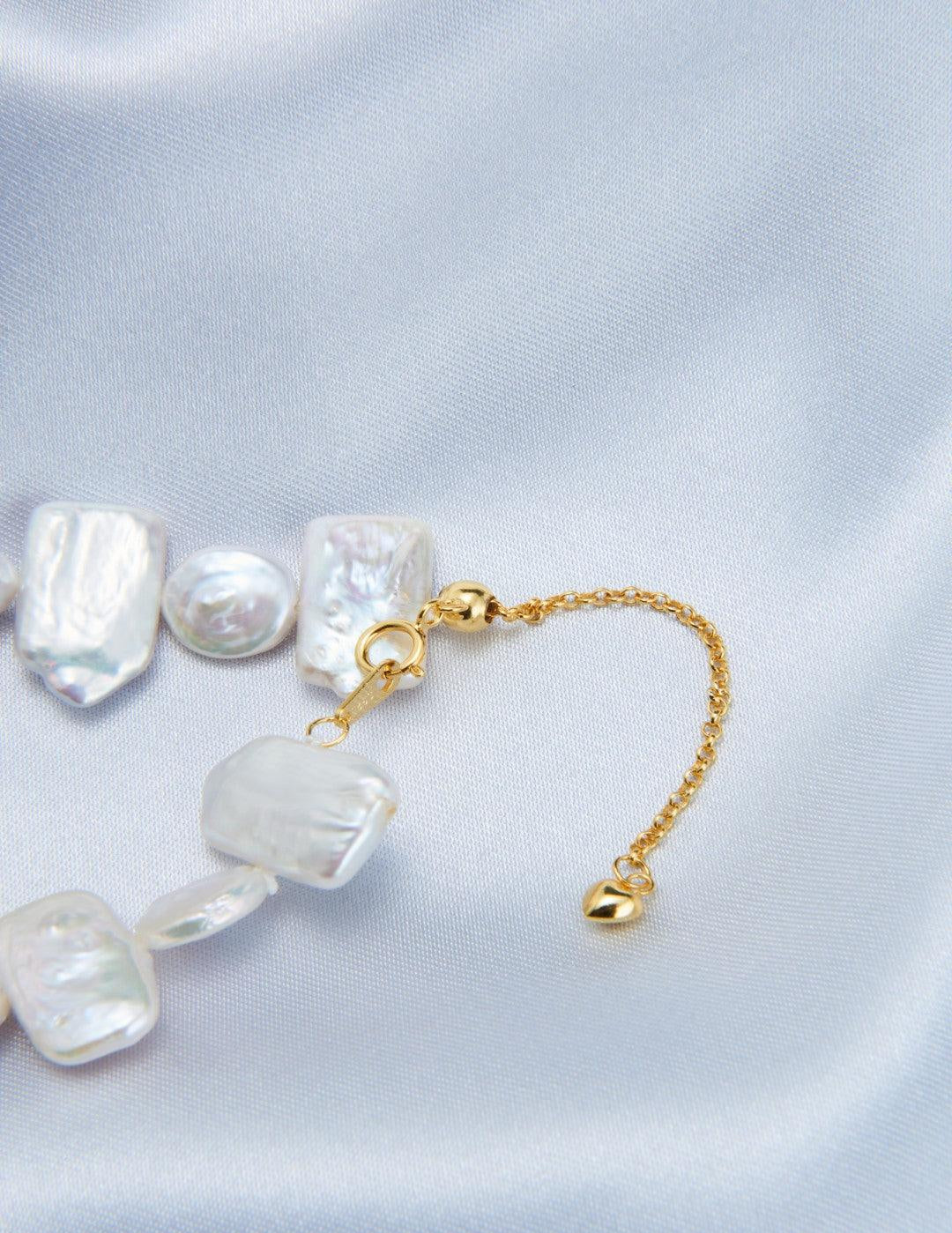 Square Round Beaded Baroque Pearl Bracelet - Gembea Jewelry