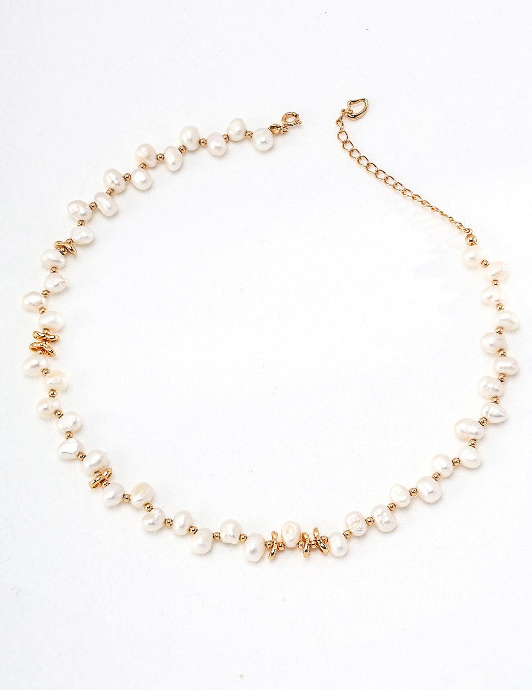 Staggered Design Gold Bean Beaded Pearl of Necklace - Gembea Jewelry