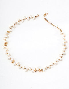 Staggered Design Gold Bean Beaded Pearl of Necklace - Gembea Jewelry