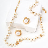 Staggered Design Gold Bean Beaded Pearl of Necklace - Gembea Jewelry