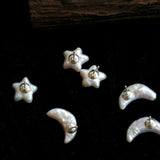 Stars Moon Baroque Pearl Stud Earrings - Gembea Jewelry