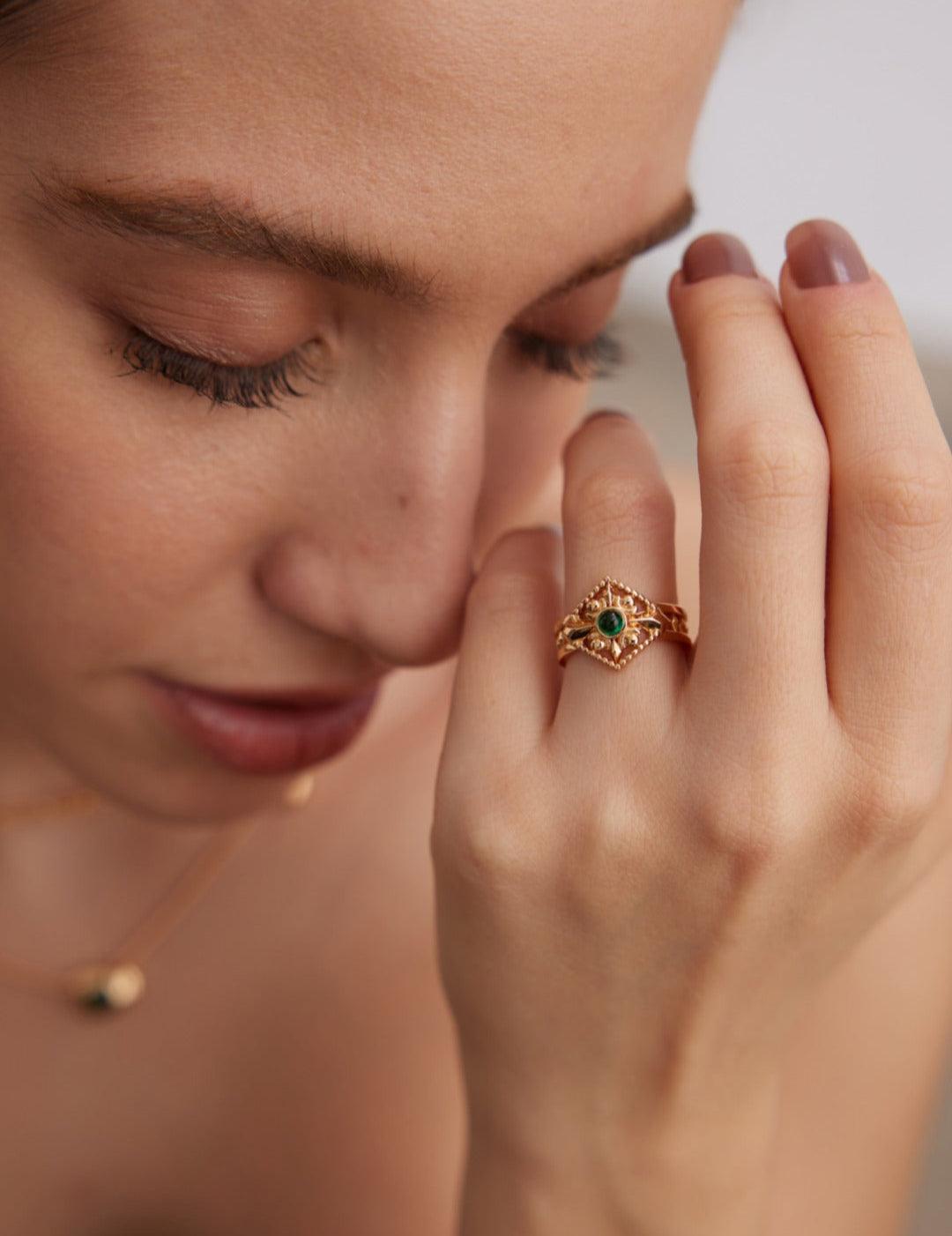 Sterling Silver Green Zircon Open Rings for Women - Gembea Jewelry