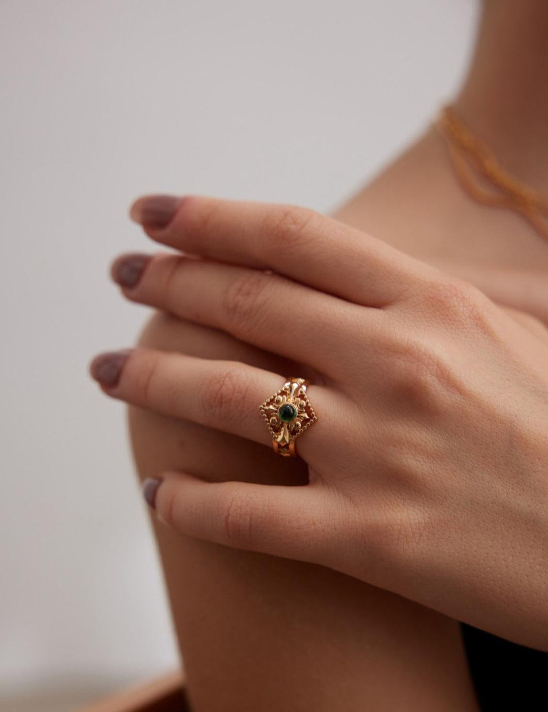 Sterling Silver Green Zircon Open Rings for Women - Gembea Jewelry