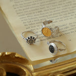 Style E Vintage Narcissus Black White Coins Ring-Gembea Jewelry