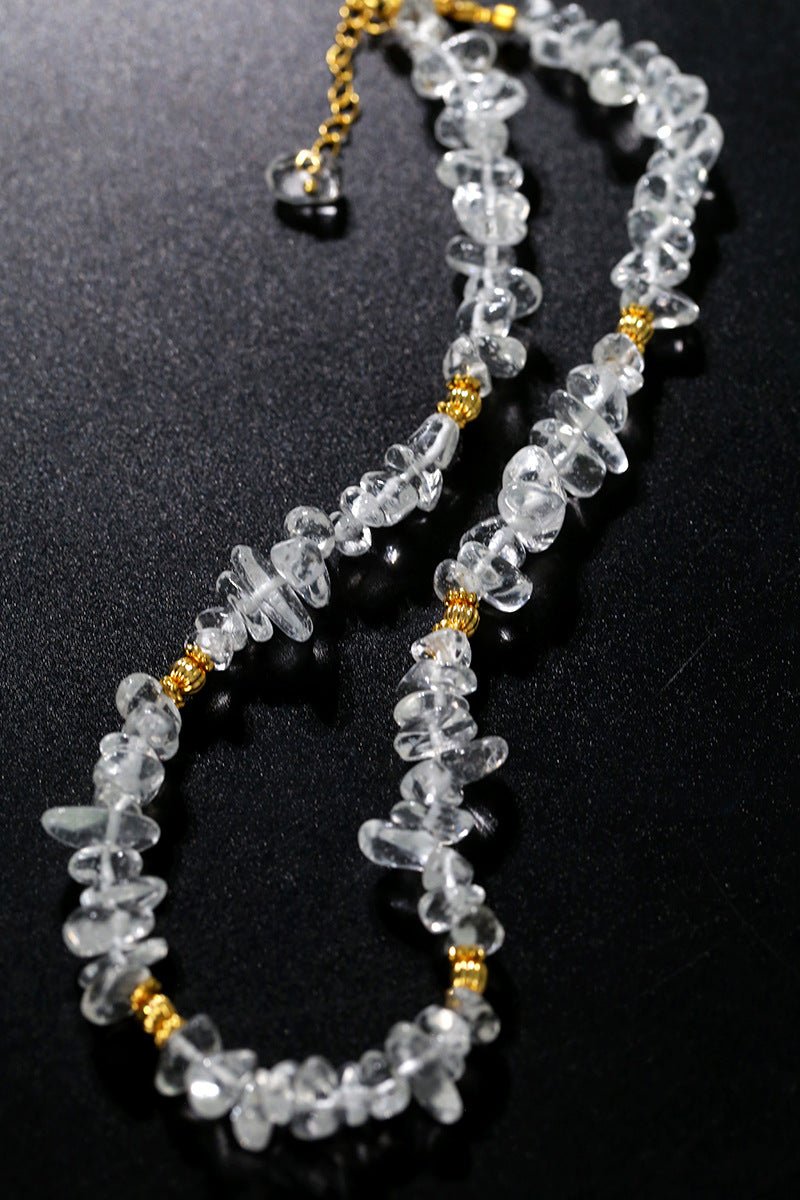 Summer Natural White Crystal Beaded Necklace gembea jewelry