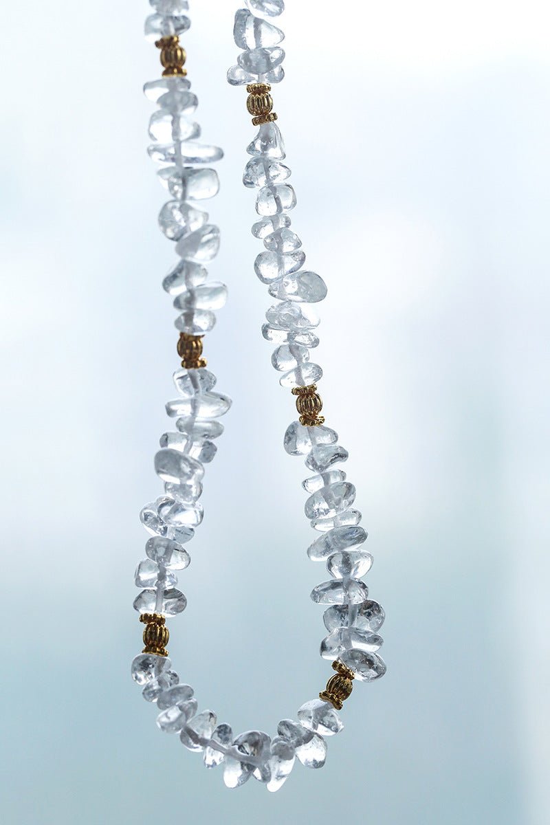 Summer Natural White Crystal Beaded Necklace gembea jewelry