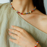 Summer Tomato Colorful Natural Stone Necklace gembea jewelry
