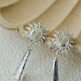 Sun Brushed Gold Silver Metal Drop Earrings gembea jewelry