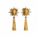 Sun Brushed Gold Silver Metal Drop Earrings gembea jewelry