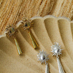 Sun Brushed Gold Silver Metal Drop Earrings gembea jewelry