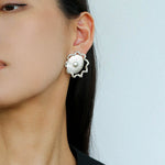 Sun Glow Bold Elegant Gold Silver Stud Earrings gembea jewelry