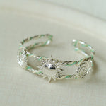 Sun Knot Woven Open Cuff God Silver Bracelet gembea jewelry
