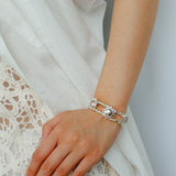 Sun Knot Woven Open Cuff God Silver Bracelet gembea jewelry