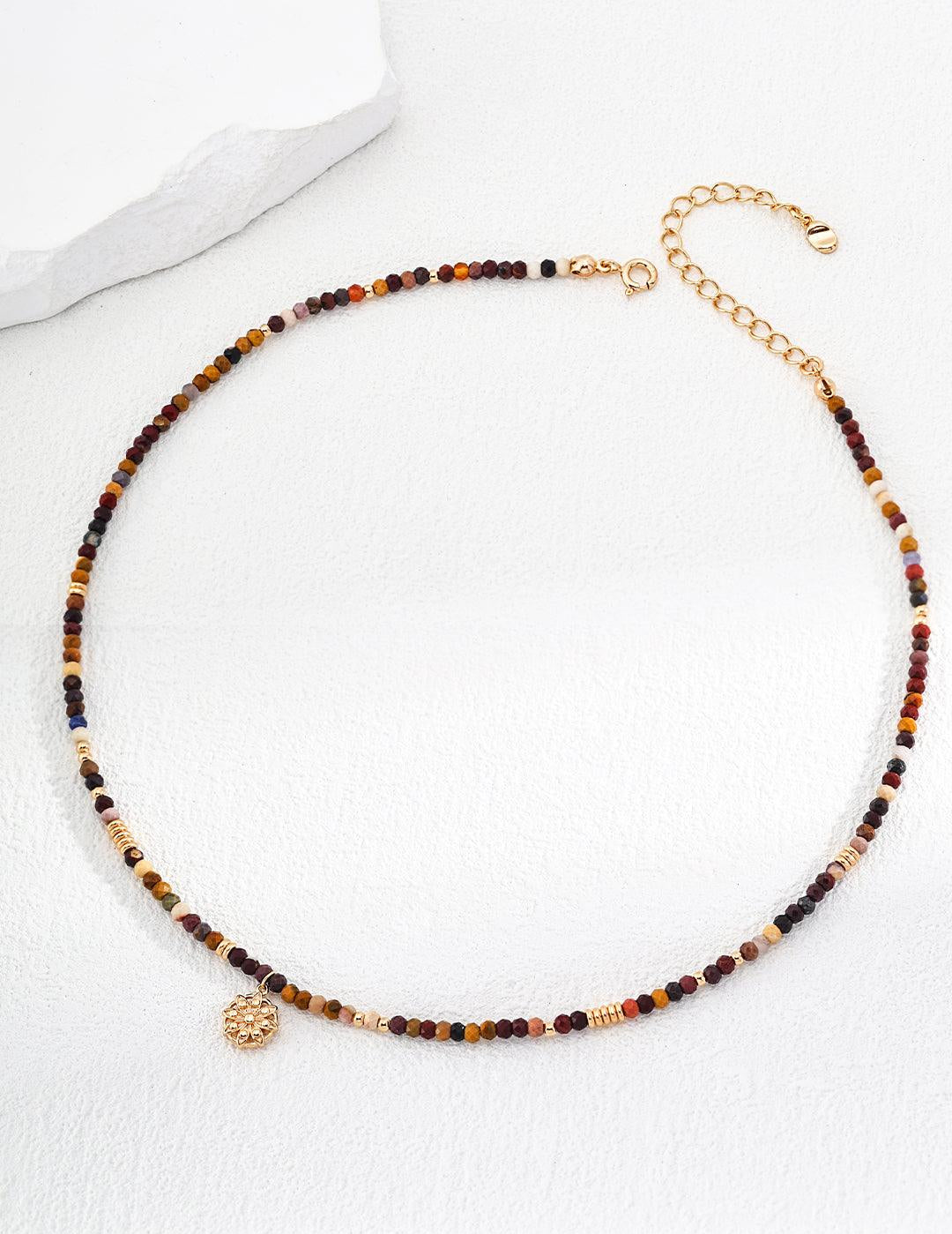 Sunflower Eye Pendant Yolk Stone Beaded Necklace - Gembea Jewelry
