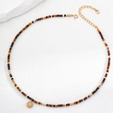 Sunflower Eye Pendant Yolk Stone Beaded Necklace - Gembea Jewelry