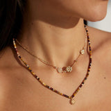 Sunflower Eye Pendant Yolk Stone Beaded Necklace - Gembea Jewelry