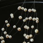 Suspended Handmade Invisible Thread Pearl Earrings - Gembea Jewelry