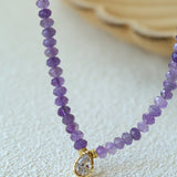Teardrop Zircon Pendant Amethyst Necklace gembea jewelry