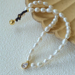 Teardrop Zircon Pendant Pearl Beaded Necklace gembea jewelry