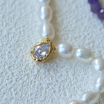 Teardrop Zircon Pendant Pearl Beaded Necklace gembea jewelry
