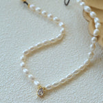 Teardrop Zircon Pendant Pearl Beaded Necklace gembea jewelry
