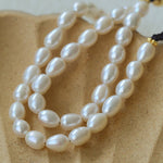 Teardrop Zircon Pendant Pearl Beaded Necklace gembea jewelry