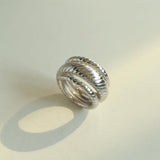 S925 Silver Thread Multi-loop Wide Ring - Gembea Jewelry