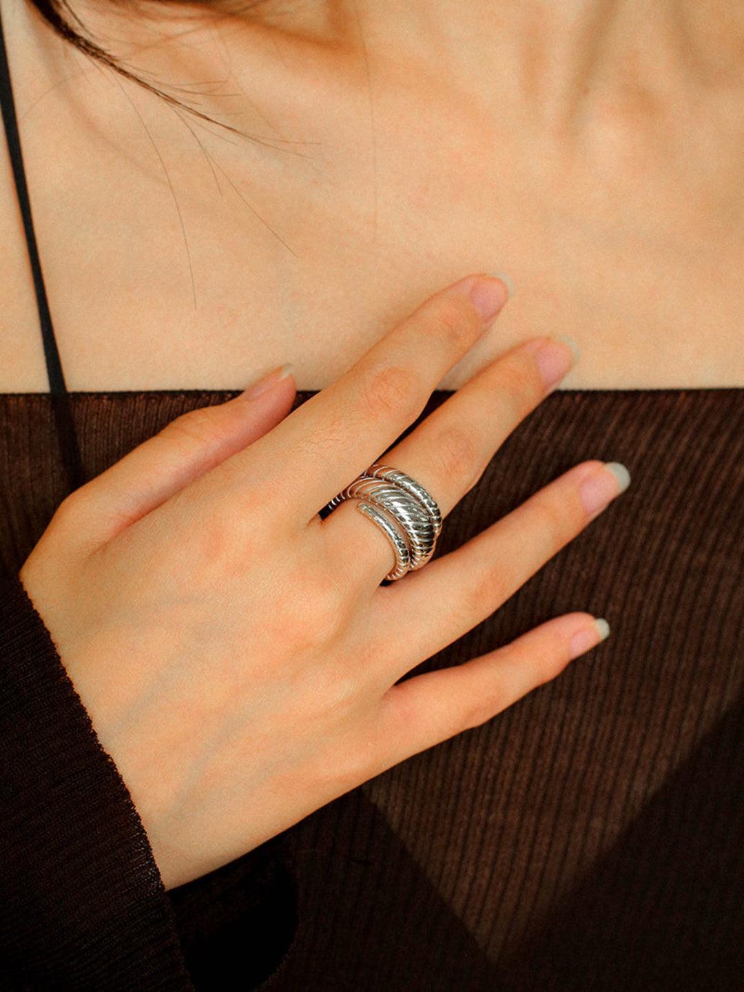 S925 Silver Thread Multi-loop Wide Ring - Gembea Jewelry