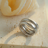 S925 Silver Thread Multi-loop Wide Ring - Gembea Jewelry